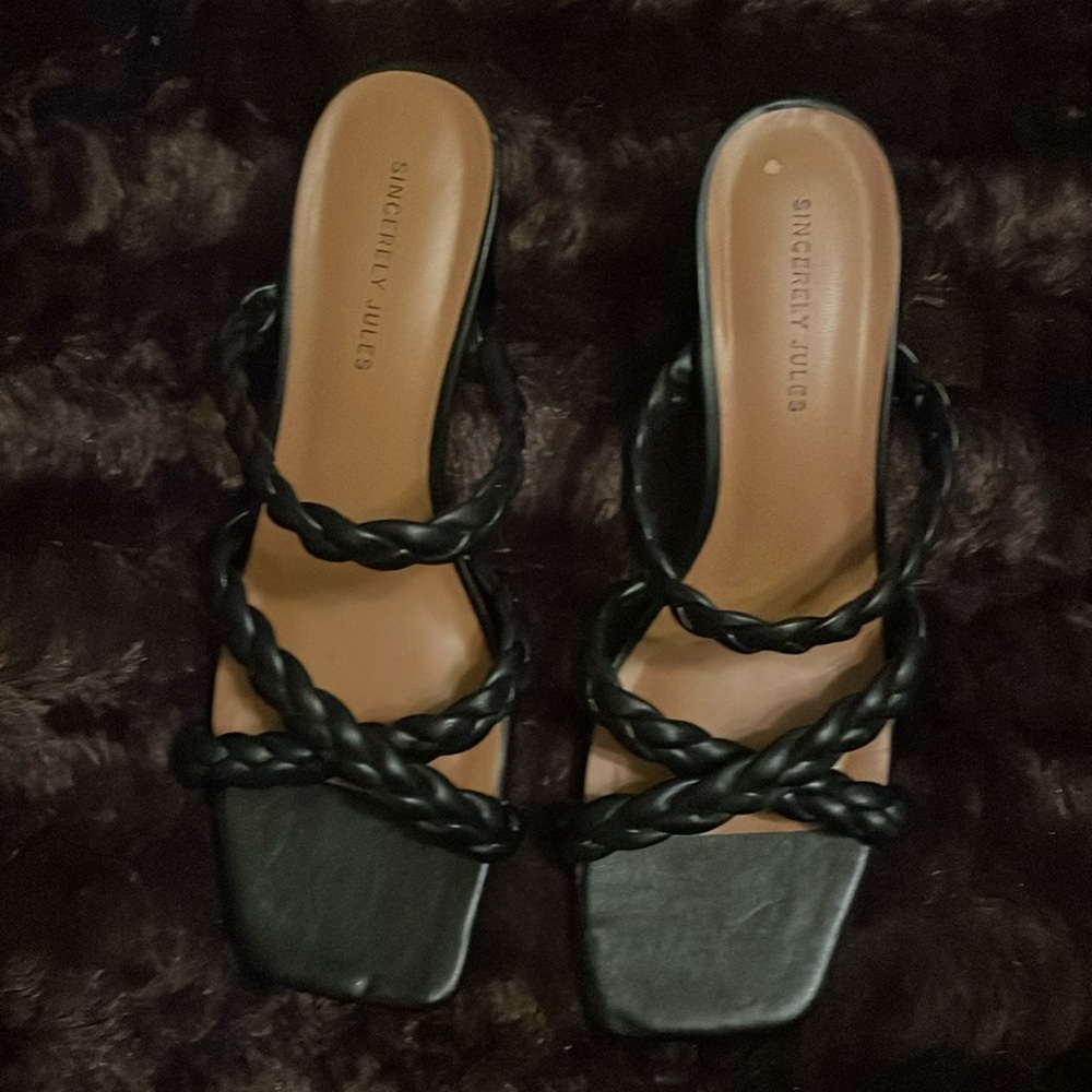 Black Braided Strapped 3Inch Heels by Sincerely Jules